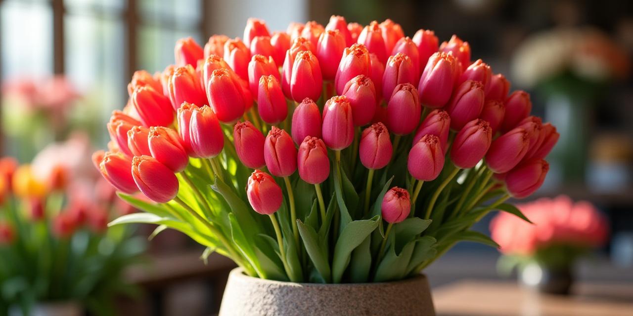 Massive bouquet of Dutch tulips